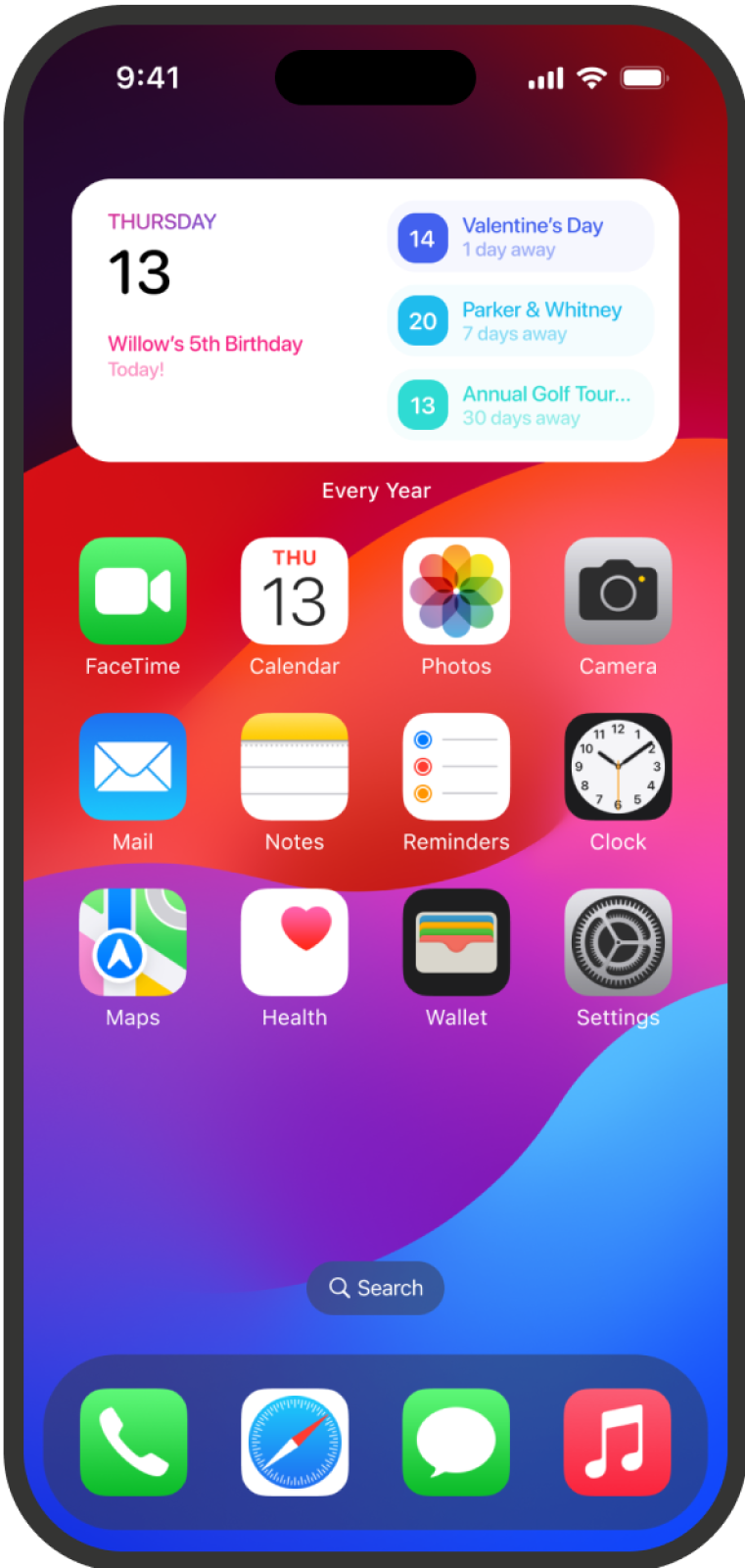 Every Year Calendar App - iOS Widget